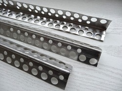 Perforated metal corner bead. Aluminum corner beads. Perforated external corner