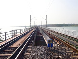 railway bridge over the river in India.