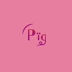 vector logo pig animal symbol in pink