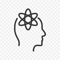 Vector illustration of science brain icon in dark color and transparent background(png).
