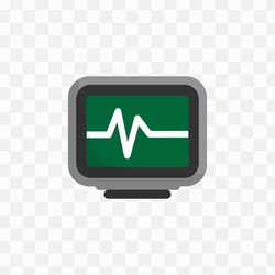 Vector illustration of ICU monitor in green colors and transparent background(png).