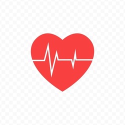 Vector illustration of heartbeat. Colored vector for website design .Simple design on transparent background (PNG).