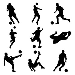 an editable vector illustration of soccer players silhouette as a set