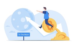 A young man buys speculative stocks and he speculates the market right. The stock went up and he made a huge profit from the stock he bought. Vector illustration character flat design