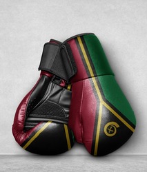 Vanuatu Boxing Gloves on flor with country flag painted on