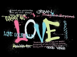 Urban street graffiti love slogan with motivational quotes and splash effect for graphic tee t shirt - Vector
