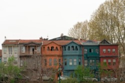 Blurred image of wooden houses of Kuzguncuk at Istanbul, Turkey