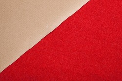 Brown gift wrapping paper and red fabric.