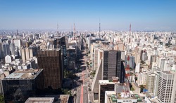 Aerial view of Avenida Paulista (Paulista avenue) in Sao Paulo city, Brazil