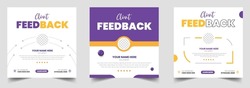 Customer feedback testimonial social media post web banner template. client testimonials social media post banner design template with blue color