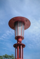 Portrait of old-fashioned decorative lamps in the garden