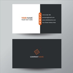 Black & orange simple business card design template	