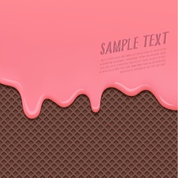 Cream Melted on Chocolate Wafer Background : Vector Illustration