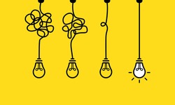 Creative idea banner. Innovation ideas. Bulb icon. Vector EPS 10. Isolated on white background