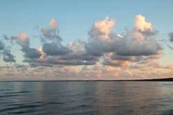 Sea, clouds and horizon during sunset