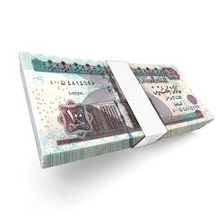 Money 100 Egyptian pounds 3d Egyptian-banknotes of 100 bills on white background
