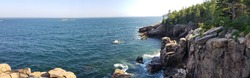 Panoramic view of Boulder Beach at  Acadia National Park in Maine