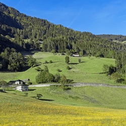 View of the picturesque village of St. Leonhard in Passeier in the Passeier Valley in South Tyrol , Italy
