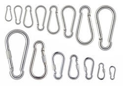 Set stainless steel carabiner oval. Quick link connector rigging hardware heavy duty stainless. Screwlock quick link lock. Ring hook chain rope connector buckle locked hook.