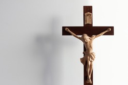Crucifix cross against white background