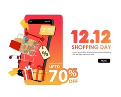 Special day 12.12 Shopping day sale up to 70% off design. 12.12 last month of the year online sale.
