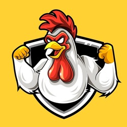 strong evil rooster mascot graphic epic illustration design for exclusive esports logo and so on isolated