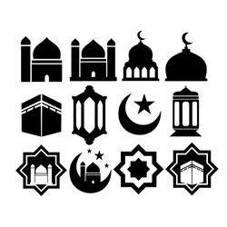 Star Moon Icon, Lantern icon ,mosque icon, islamic icons, ramadan kareem, islamic logo, ramadan mubarak.