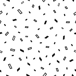 Black and white birthday or party  confetti seamless pattern Vector wallpaper of falling confetti paper cuts. Suitable for print or for website uses Wallpaper, wrapping paper, card or banner template.