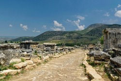 View of the stone road at The Northern Necropolis of Hierapolis, Pamukkale, Turkey