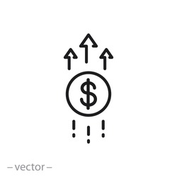 Financial growth icon, linear sign isolated on white background - editable vector illustration eps10