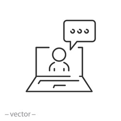 webinar or conference icon. Online training through distanced meeting, thin line symbol on a white background, editable stroke vector illustration eps10
