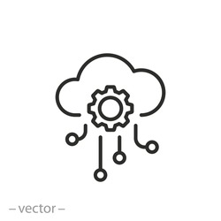 api software icon, cloud integration with gear, hosting server,  framework concept, thin line symbol on white background - editable stroke vector illustration eps10