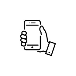 smartphone in hand icon vector