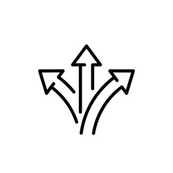 three arrow, way sign, road direction icon vector