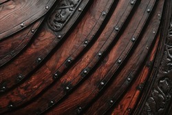 Wooden Viking Ship, side planks of stern.