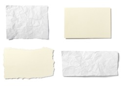 collection of  various ripped pieces of paper on white background. each one is shot separately