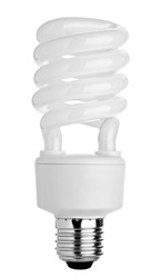 close up of a white light bulb on white background with clipping path