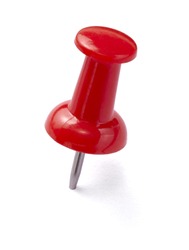 close up of a pushpin on white background with clipping path