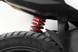 red rear shock absorbers back suspension of a motorcycle
