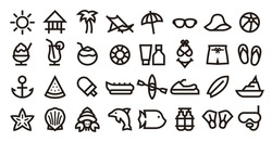 Beach and Summer Icon Set (Bold outline version)