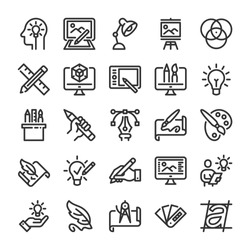 Design and drawing icons set. Line style