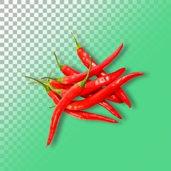 Red hot chili on transparent background.