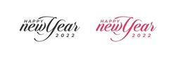 Happy New Year 2022 Logo. Abstract Hand drawn creative calligraphy vector logo design. 2022 New year Logo