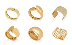 Golden bracelet designs isolated on white