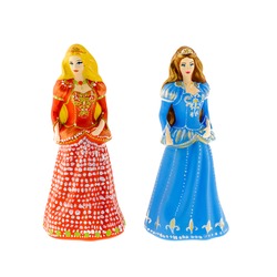 Two painted clay figurines of beautiful princesses