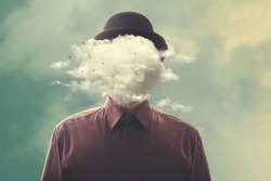 head in the clouds minimalist concept