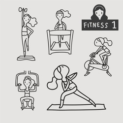 woman lifestyle  fitness exercise gym activity outline stroke icon, illustration vector