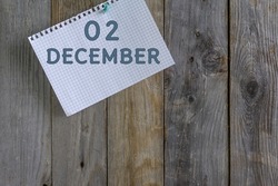 Calendar with December 2 date. Concept of the day of the year.