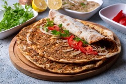 Turkish foods; Turkish pizza -Lahmacun