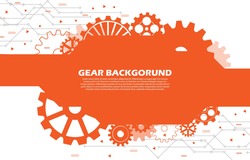 Abstract gear wheel pattern on orange technology background EP.5.Used to decorate on message boards, advertising boards, publications and other works